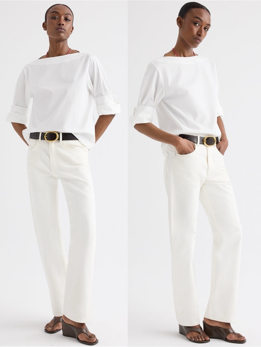 TWP Kent St Jeans White Ivory Mid Rise Straight Leg Denim Size 26